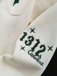 Flirla Sudadera con capucha minimalista de mujer con estampado de letra y cierre delantero