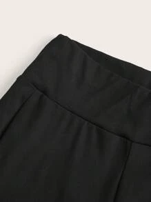 SHEIN EZwear Mallas casuales de cintura alta de unicolor con contraste de malla para mujer