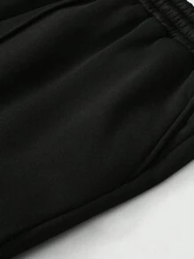 Manfinity Roghcode Men's Casual Drawstring Letter Print Sweatpants - Black - View 4