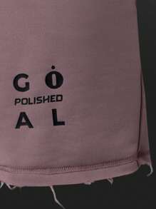 Manfinity Sport Corelite Boyfriend Style Men's Letter Print Drawstring Waist Casual Fitness Workout Shorts