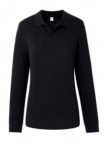 Teen Boys Casual V-Neck POLO Shirt, Suitable For Daily Wear - Black - View 1