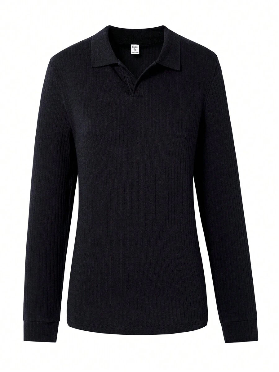 Teen Boys Casual V-Neck POLO Shirt, Suitable For Daily Wear - Black - View 1