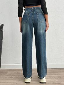 RueChic WOMEN STRAIGHT LOW WAIST JEANS - Medium Wash - View 2