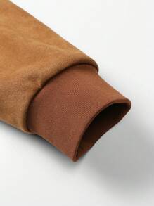 Chillumni 男士纯色长袖拉链领休闲棉服外套，冬季外出泡泡衣，适合朋友、丈夫、男朋友的礼物 - 棕色 - 查看 3