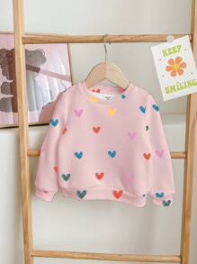 SHEIN ModeFlare Wear 年轻女孩休闲宽松圆领保暖长袖运动衫，适合日常穿着，适合秋冬季 - 白色 - 查看 1