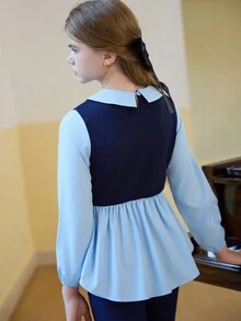 SHEIN Bộ 2 áo sơ mi dài vừa in hình trái tim 2 trong 1 và quần ống loe, trang phục trang trọng dễ thương cho bé gái tuổi mới lớn, mùa thu/đông - Nhiều màu - Xem 7