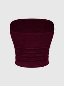 ROMWE Grunge Punk Kpop Studded Star-Printed Tube Top For Women - Burgundy - View 2