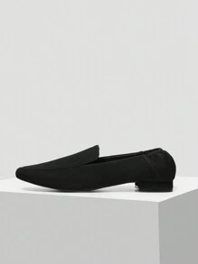 MOTF PREMIUM EENVOUDIGE BASIS COMFORTABELE MODE COMMUTE ZWARTE KUNSTSUÈDE LOAFERS MOCASSIN VIERKANTE NEUS PLATTE SCHOENEN VOOR KERST EN NIEUWJAAR VAKANTIE VIBE HERFST EN WINTER