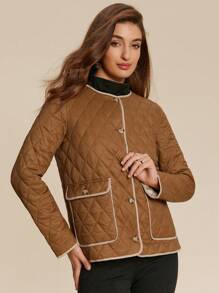 Almamuse Women's Winter Clothes Single Breasted Lightweight Diamond Quilted Padded Padded Coat Fall Cloth For Women