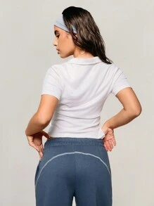 Athîral 女士简约百搭短袖 T 恤，休闲日常穿着，秋冬白色 - 白色 - 查看 3