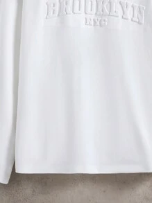 Tween Boy Casual American Style Text Embossed Long Sleeve T-Shirt - White - View 4