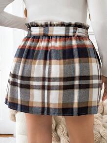 SHEIN LUNE Plus Size Going Out Comfortable Plaid Skirt Thanksgiving Winter Holiday - Multicolor - View 2