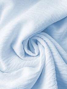 SHEIN LUNE Plus Size Simple Solid Color Mandarin Collar Shirt, Casual For Autumn - Baby Blue - View 4