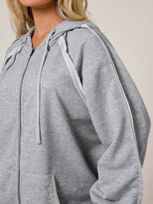 VARSITIE Cold Fall Winter Clothes Women's Autumn Long Sleeve Zip Placket Drawstring Hooded Casual Jacket