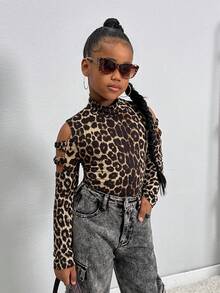 1 件 Tween Girl 纯色针织镂空长袖小立领上衣 - 彩色 - 查看 7