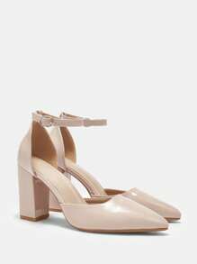 CUCCOO BIZCHIC Talons hauts à bout pointu avec bride à la cheville et talon épais, de couleur abricot. Chaussures à talons de mode pour les trajets, les fêtes et les rendez-vous. Ambiance de Noël, du Nouvel An, de l'automne, de l'hiver et de la Saint-Valentin.