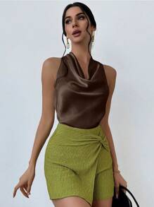 Firerie Women Elegant Sexy Holiday Music Festival Back To School Leopard Print Draped Neck Sleeveless Blouse Old Money Homecoming Going Out Tops Work Women Blouses Women Shirts