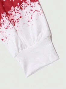 2 件套女士休闲鹿印花上衣和圣诞树鹿图案裤子睡衣套装 - 紅色 - 查看 7