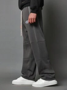 SUMWON Pantalon de jogging pour performance athlétique, pantalon de jogging style molleton d'hiver avec poches latérales, chevilles élastiques et taille avec cordon de serrage - Gris foncé - Voir 3