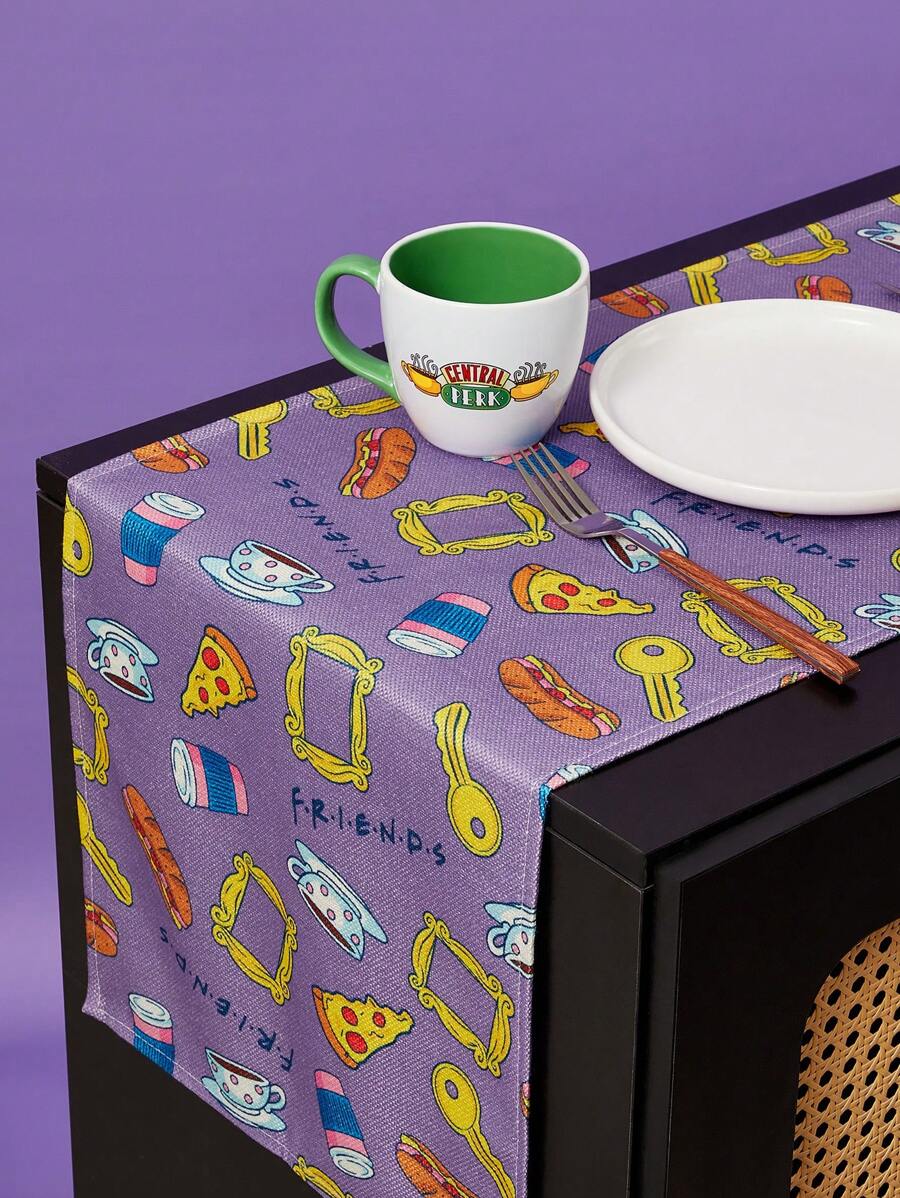 FRIENDS X SHEIN Full Print Purple Kitchen Tablecloth,Gifts - Mauve Purple - View 1