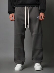 SUMWON Pantalon de jogging pour performance athlétique, pantalon de jogging style molleton d'hiver avec poches latérales, chevilles élastiques et taille avec cordon de serrage - Gris foncé - Voir 4