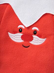 SHEIN Bộ 3 món đồ liền thân in hình ông già Noel dễ thương cho bé trai dịp Giáng sinh - Đỏ và trắng - Xem 5