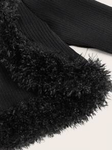 SHEIN ICON Solid Fuzzy Trim Open Front Crop Fall Clothes Women Jacket