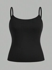 SHEIN PETITE CURVE 大码女装三件套紧身休闲吊带背心基础款，适合夏季、情人节、派对、海滩、夏季假期、休闲场合 - 黑與白 - 查看 7