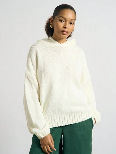 AiiRZ Chunky Ribbed Knit Hooded Pullover Drawstring Sweater Jumper Cozy Winter Fall Casual Weekend Knitwear Comfort Athletic Loungewear