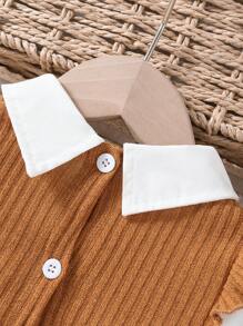 SHEIN Bộ đồ xuân/thu cho bé gái, áo hai mảnh màu sắc tương phản bão hòa cao và chân váy xếp ly, thích hợp cho hoạt động ngoài trời và tiệc tùng - Nhiều màu - Xem 5