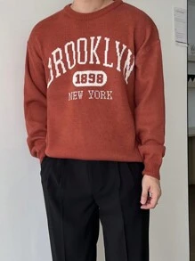 DAZY Pull décontracté à imprimé lettres pour hommes, vêtements d'automne