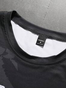 Manfinity EMRG Áo thun dài tay in chữ thường ngày cho nam, mùa thu - màu đen - Xem 5