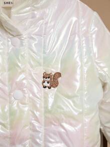 PrepCrw 适合秋冬季的年轻女孩拉链修身夹克，学院风米色 - 米色 - 查看 4