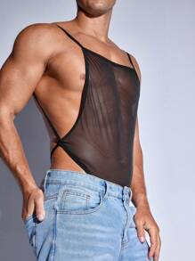 Bodys sous-vêtements sexy en maille transparente pour hommes