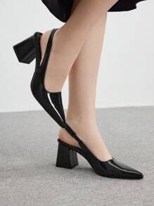CUCCOO BIZCHIC 女士时尚黑色尖头粗跟高跟鞋，适合通勤、约会、聚会、婚礼、节日新年假期 - 黑色 - 查看 3