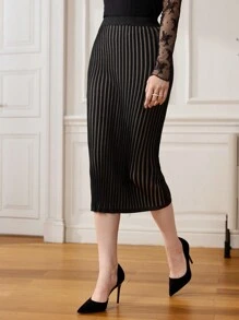 Modelyn Fitted Ribbed Knit Skirt - Multicolor - View 5