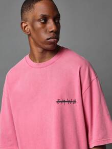 SUMWON Oversized Fit Short Sleeve Tee With Text Graphic Print