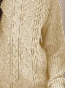 SHEIN 2pcs/Set Tween Girl Fashion Set, Korean Style Cable Knit Sweater + Drape Pants - Apricot - View 8