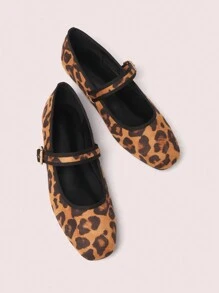 CUCCOO DOLLMOD Bailarinas de mujer con estampado de leopardo, aptas para todas las temporadas y el Año Nuevo - Marrón - Ver 9