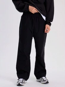 Musero Men Drawstring Utility Cargo Trousers - Black - View 2