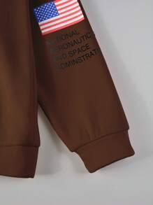 Manfinity Homme 1 pezzo Felpa con cappuccio oversize da uomo con stampa slogan e tasca a canguro con coulisse