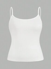 SHEIN PETITE CURVE 大码女装三件套紧身休闲吊带背心基础款，适合夏季、情人节、派对、海滩、夏季假期、休闲场合 - 黑與白 - 查看 3