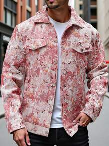 Manfinity Homme Men's Casual Vacation Style All-Over Floral Print Jacket With Flap Details
