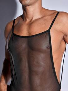 Bodys sous-vêtements sexy en maille transparente pour hommes