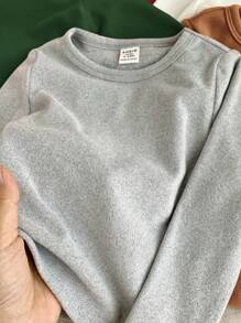 SHEIN LMoss Kids Paquete múltiple de tops de punto de manga larga de unicolor de moda para bebé niña, otoño/invierno