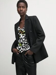 BizChic Christmas Elegant Women's Black Office/Business Jacket Blazers