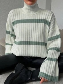 EURMUSE Maglione A Righe Con Maniche A Goccia - Multicolore - Visualizzare 3