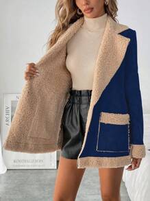 SHEIN Clasi Contrasting Fluffy Insulated Winter Jacket