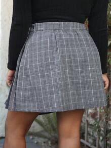 SHEIN LUNE Plus Size Plaid Fabric Asymmetric Ruffled A-Line Skirt, Slimming Plus Size Fall Clothes