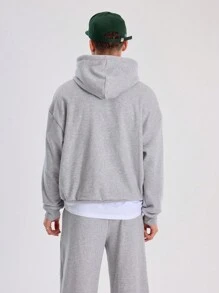 Musero Men Hooded Drawstring Sweatshirt - Light Grey - View 5